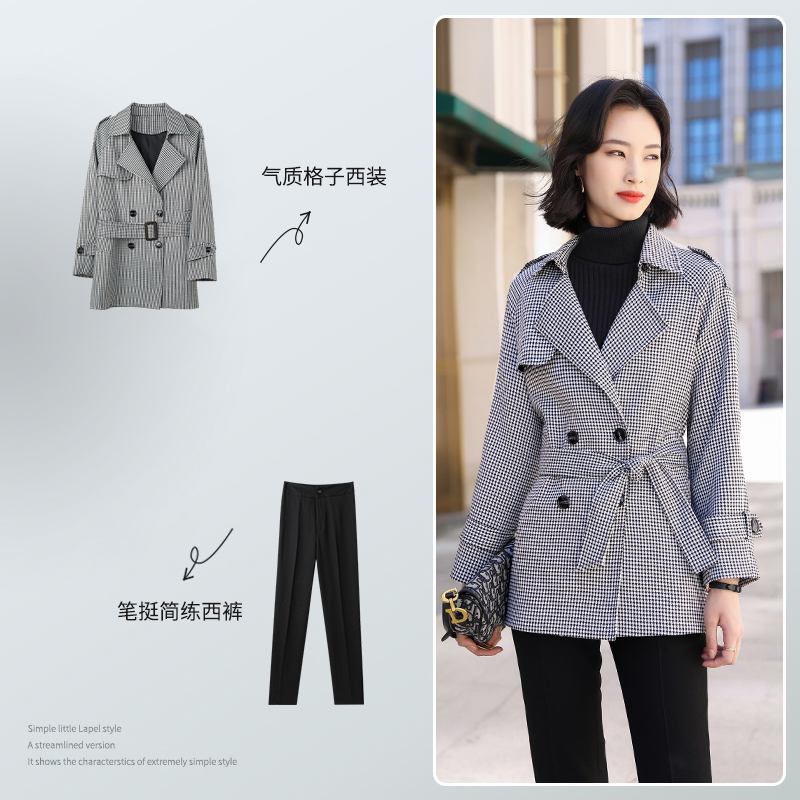 格子西装外套女韩版休闲网红小西服爆款炸街小个子春季女神范职业