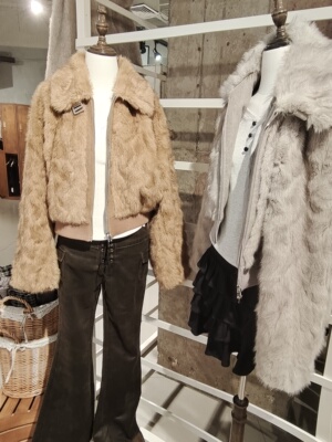 NOHASHTAG WM2025年秋冬季棕色皮草外套女短款毛毛大衣