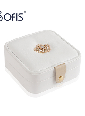 首饰盒首饰收纳盒耳钉戒指盒便携式皮质饰品盒日本公主简洁精致