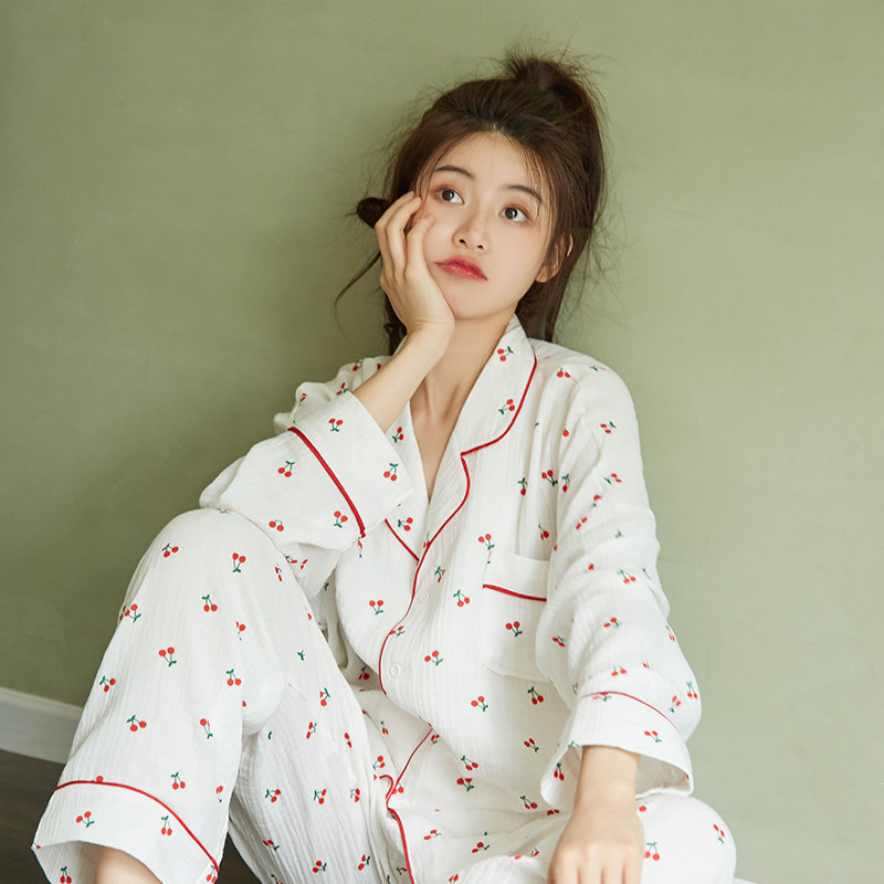 碎花睡衣女春秋季长袖纯棉纱布家居服全棉两件套装夏季薄款空调服