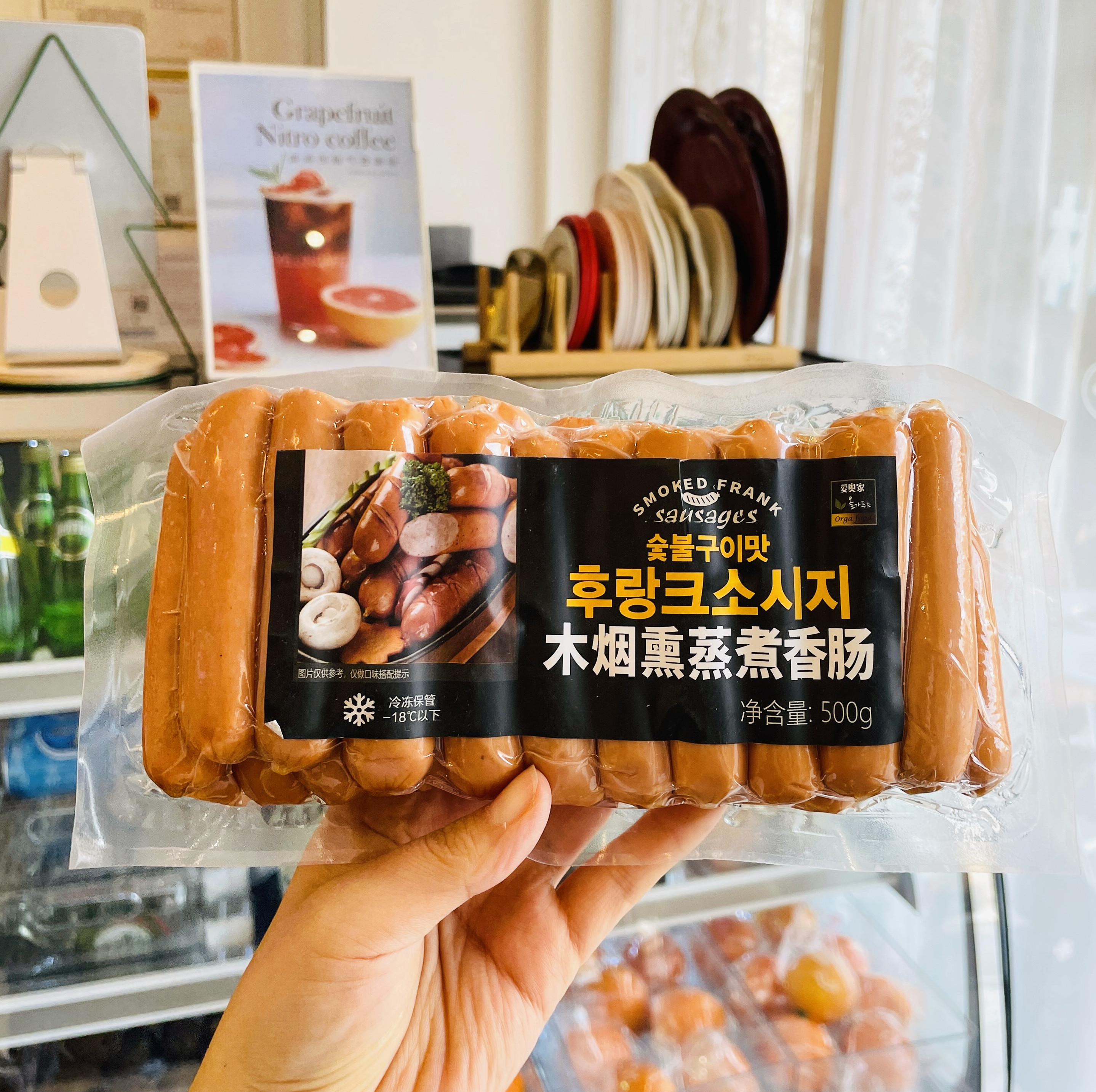 爱奥家韩式木烟碳烤熏蒸香肠 法兰克香肠 火腿 烤肉西餐肠 500g