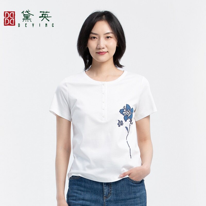 黛英夏季新品简约百搭民族风款体恤 TAP2069