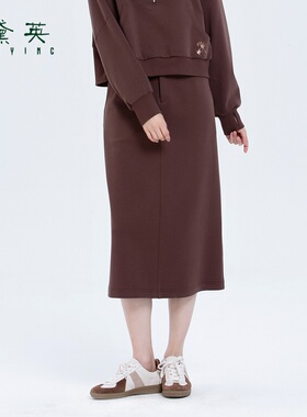 黛英冬季新品简约时尚百搭休闲款半裙 QAO4332