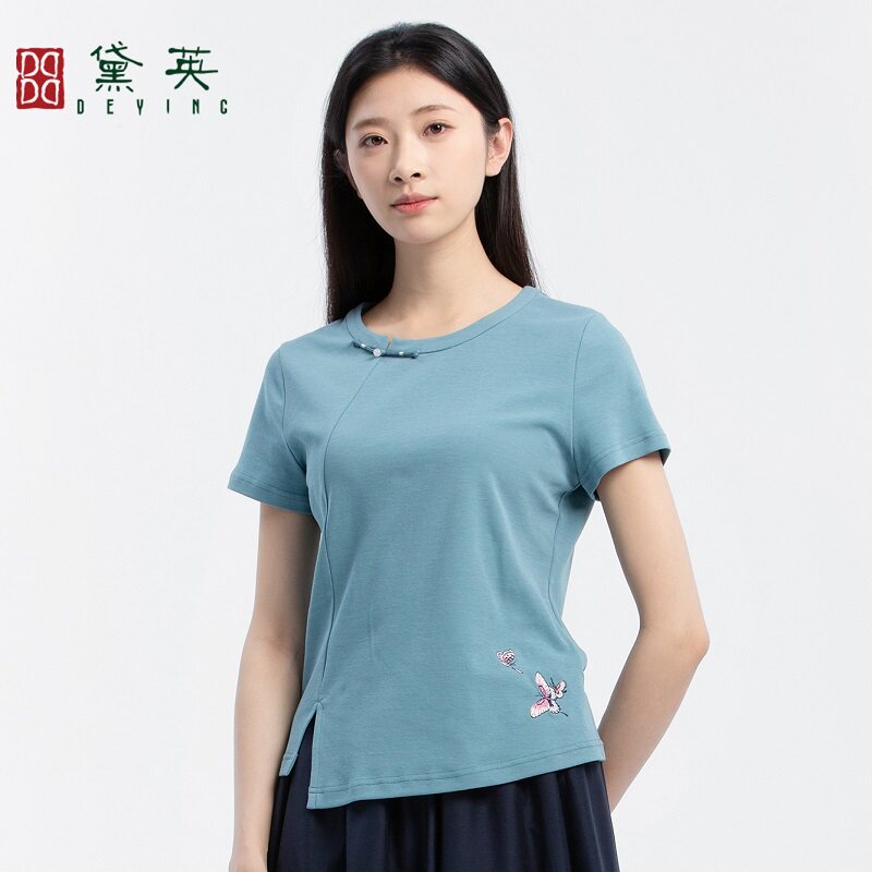 黛英夏季新品简约百搭民族风款旗袍上衣 PQAP2125