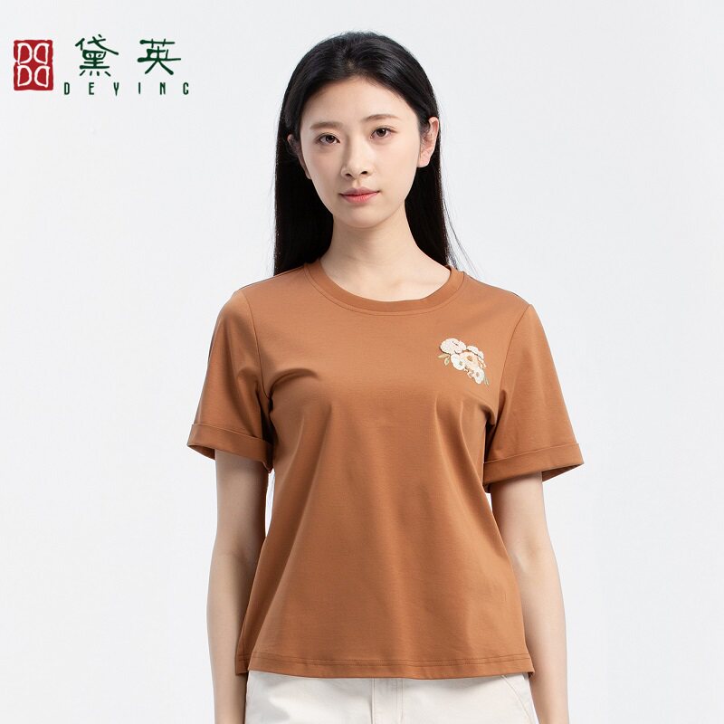 黛英夏季新品简约百搭民族风款体恤 TAP2170