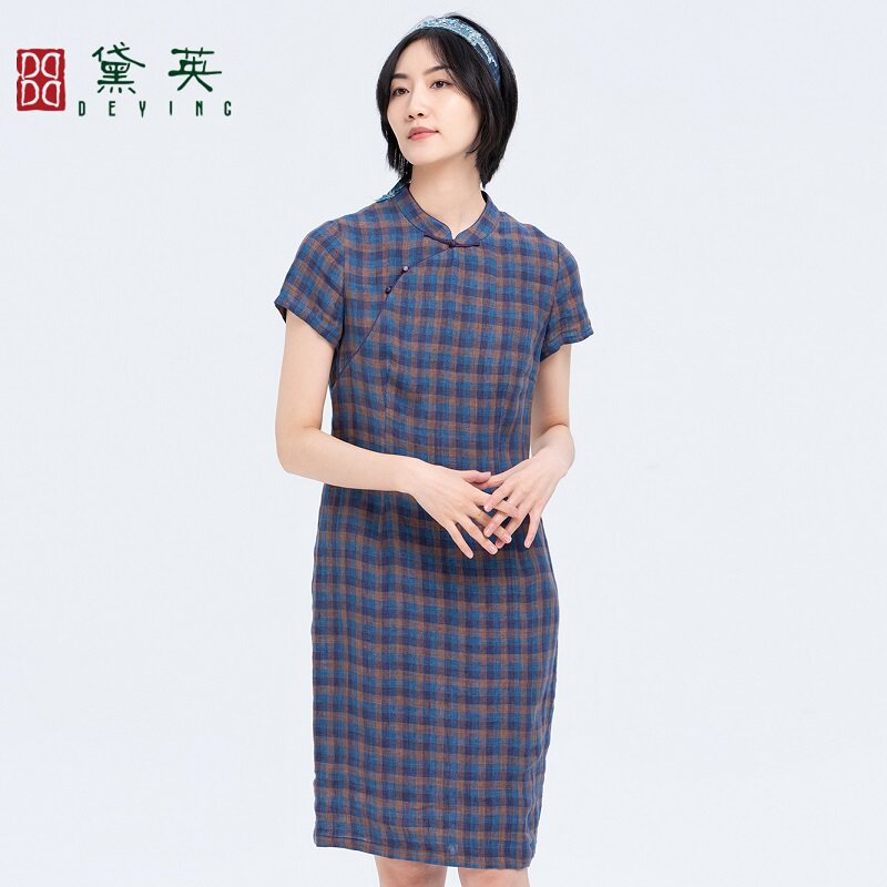 黛英夏季新品简约时尚民族风款旗袍 PAO2425