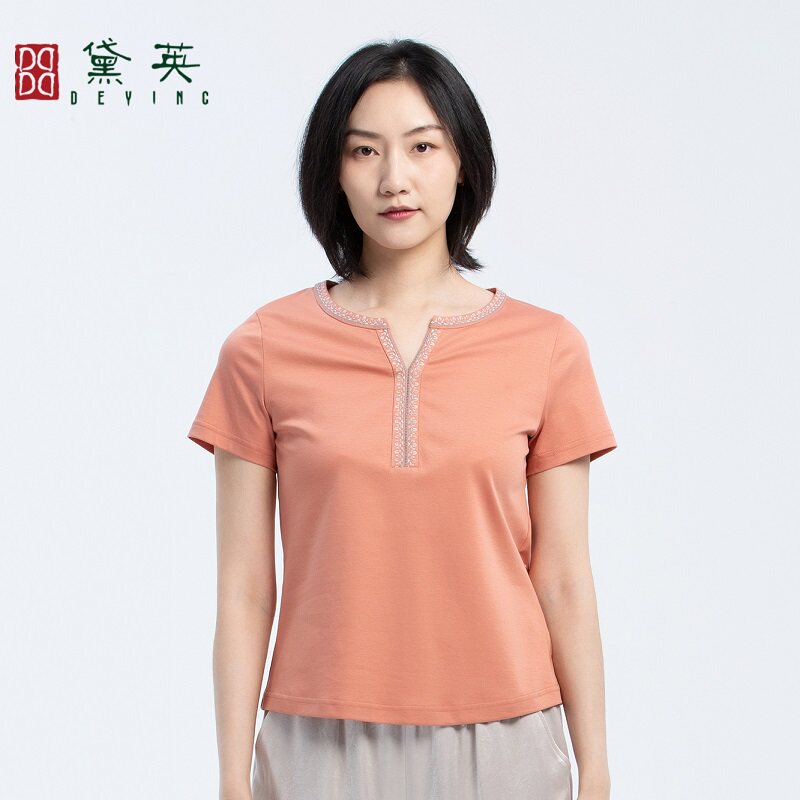 黛英夏季新品简约百搭民族风款体恤 TAP2103