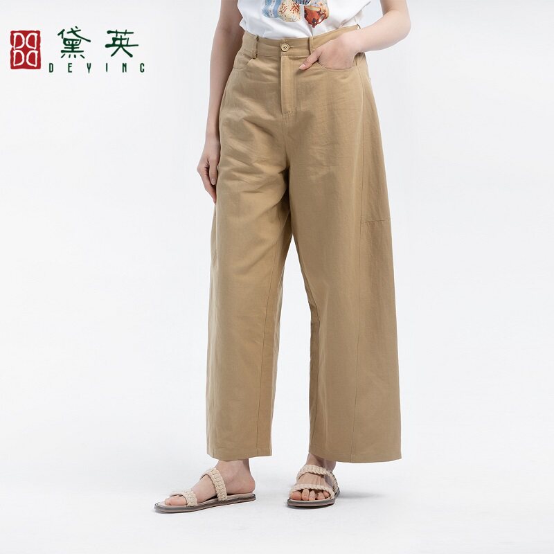 黛英夏季新品简约百搭民族风款裤子 KAP2329