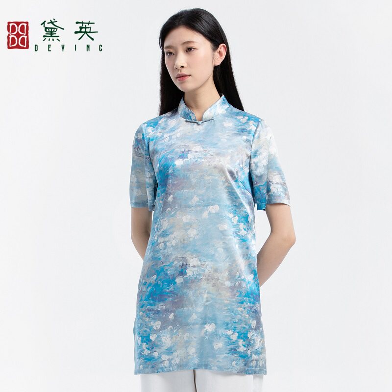 黛英夏季新品简约百搭民族风款旗袍上衣 PQAP2418