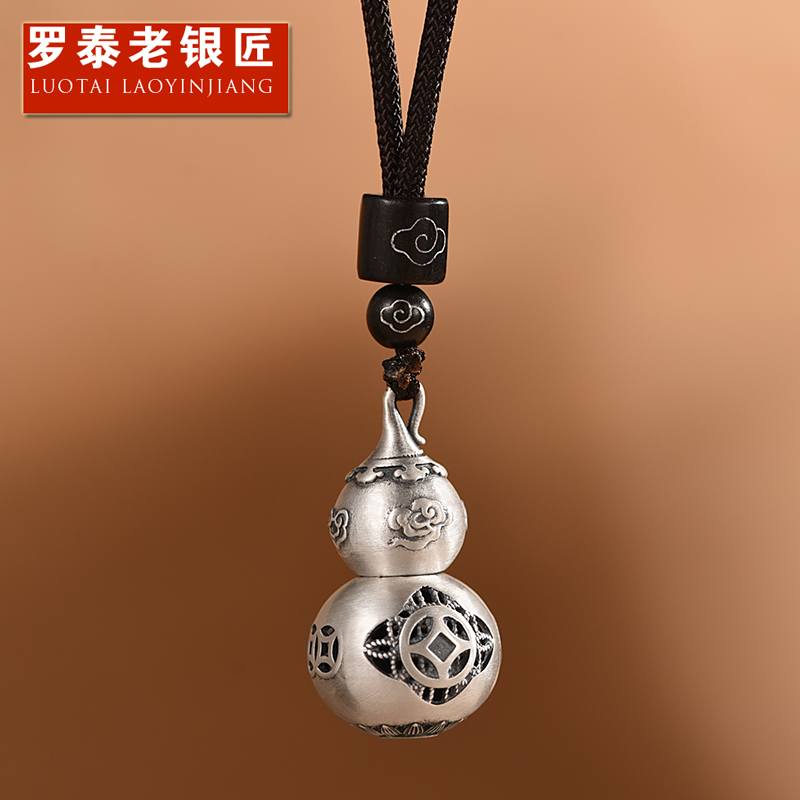 999纯银福禄葫芦项链男女士款空心可打开装东西吊坠银饰国风挂件