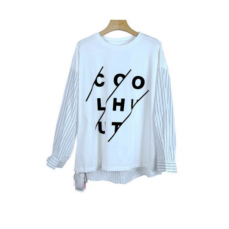 A系列2025秋季新款女装休闲百搭拼接长袖T恤女上衣女C6301