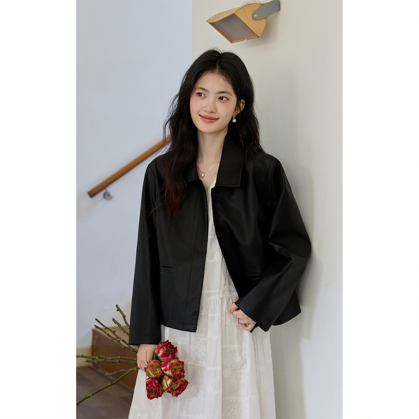 弥古黑色皮衣外套女高级感pu夹克上衣2026夏季新款休闲通勤机车服