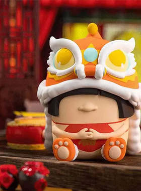 正版logy小小世界盲盒可爱创意舞狮潮流玩具手办公仔玩偶摆件礼物