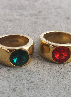 男士戒指光面纯铜镶嵌锆石指环扳指韩版简约食指尾戒首饰品