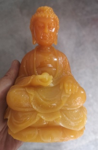 仿寿山石芙蓉石田黄石释迦牟尼佛摆件坐佛客厅书桌车载手把玩摆设