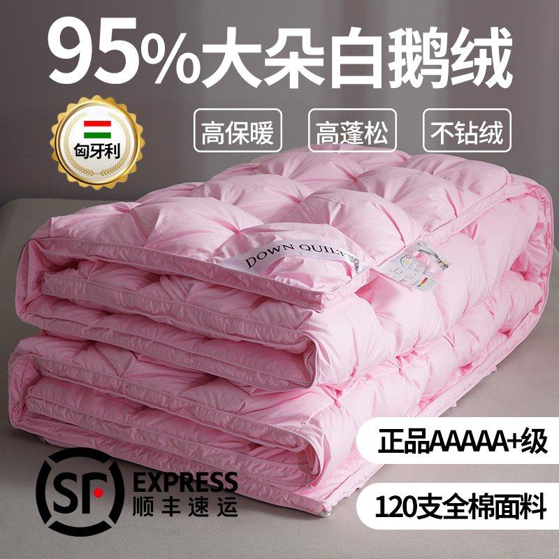匈牙利羽绒被95白鹅绒冬季被子加厚保暖酒店同款双人四季被芯正品,床上用品,羽绒/羽毛被,淘宝优惠券,粉丝福利购,淘宝优惠卷