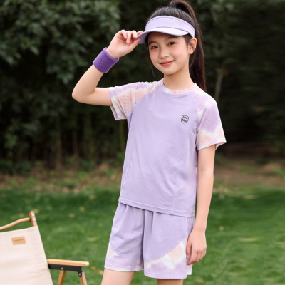 2026新款童装女童速干运动套装儿童冰丝短袖两件套男童网眼篮球服 — 4