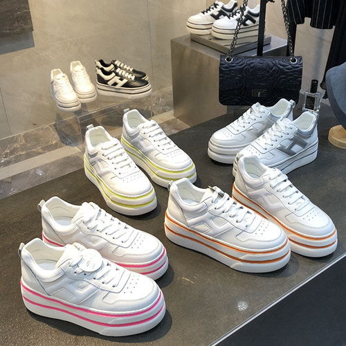 杨紫同款女内百搭真皮厚底松糕鞋