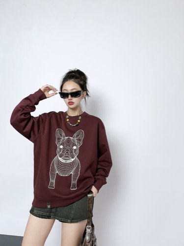 24155 LIFEWORK秋冬新款纯棉立体潮牌圆领卫衣印花潮流韩版上衣