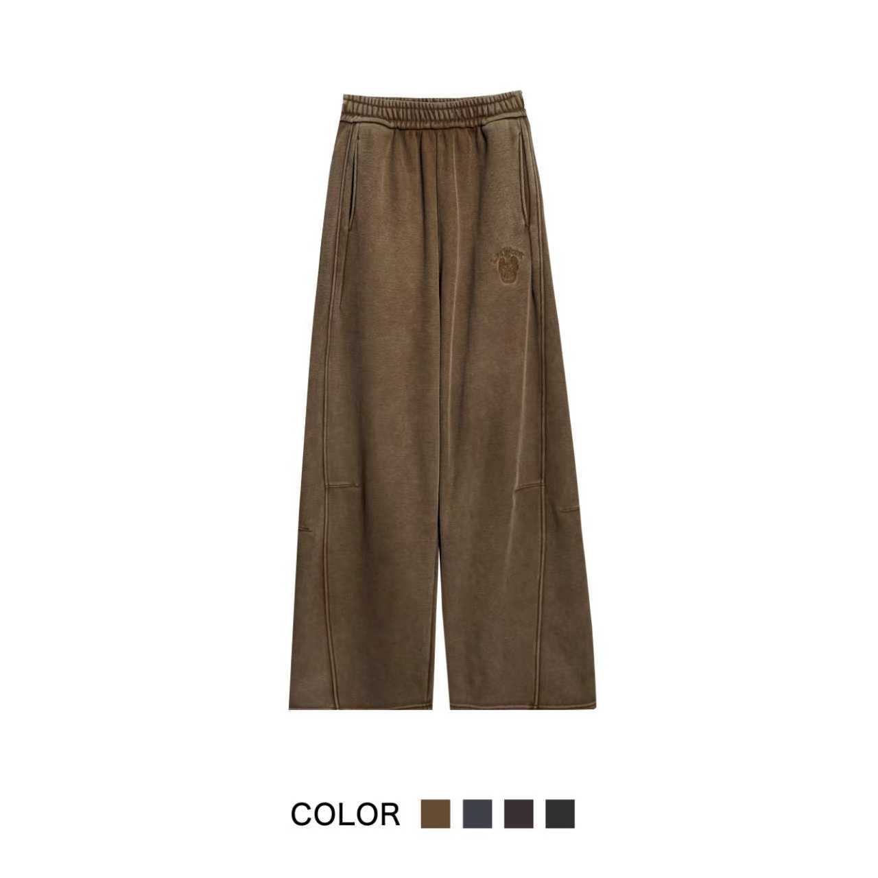 25148 法斗2025新款加绒加厚砂洗直筒女士宽松抽绳冬季休闲卫裤