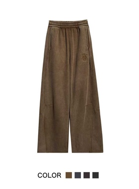 25148 法斗2025新款加绒加厚砂洗直筒女士宽松抽绳冬季休闲卫裤