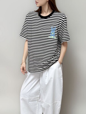 26163LIFEWORK法斗新款休闲条纹运动风T恤男女同款商场短袖圆领