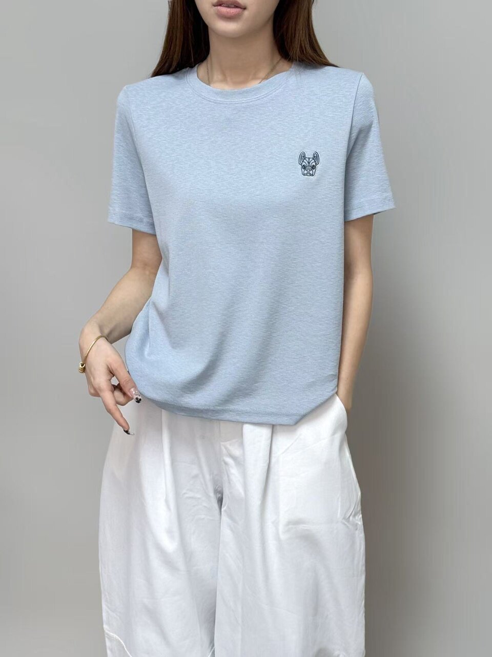 26158法斗新款短袖T恤男女多色圆领休闲运动上衣夏季