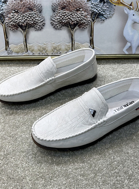 白色豆豆鞋男透气男士乐福男鞋开车休闲鞋皮鞋软底一脚蹬懒人鞋子