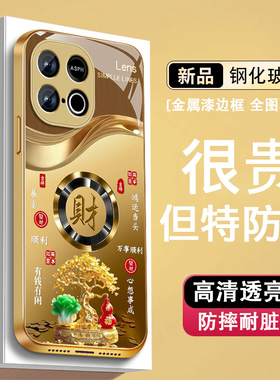 适用iqooz10turbo手机壳iqooz10turbo+新款z10x金属漆玻璃iq00z10沙漠金vivo发财树财套全包防摔高级感男外壳