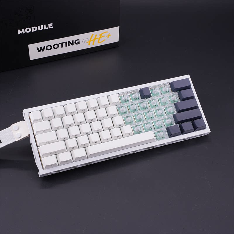 WOOTING 60HEV2满改-白镂空-白黑爱心三拼图片