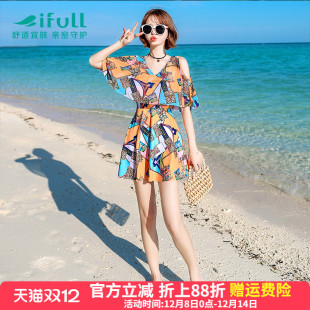 胖mm连体泳装 宜肤泳衣女保守2025新款 ins风遮肚显瘦韩国温泉大码