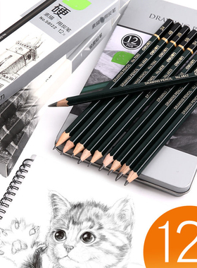 得力素描铅笔美术绘画用软中硬炭笔5H 4H 3H 2H H HB B 2B 3B 4B 5B 6B 7B 8B 9B 10B 12B绘图笔学生考试铅笔