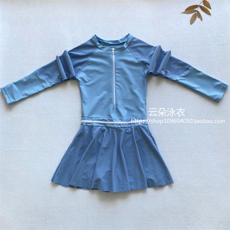 女童连体长袖一件式游泳衣