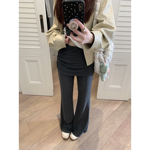 微喇裤 高腰显瘦时髦修身 休闲chill舒适抽皱设计感屁帘裙裤 Zzhen