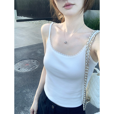 珍珍家甜嗲纯欲蕾丝花边吊带背心修身显瘦短款外穿内搭秋季新款女