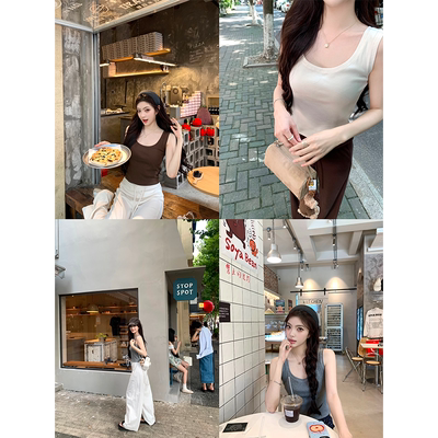 珍珍家显瘦修身基础简约好版型纯色吊带背心wan能内搭无袖上衣女
