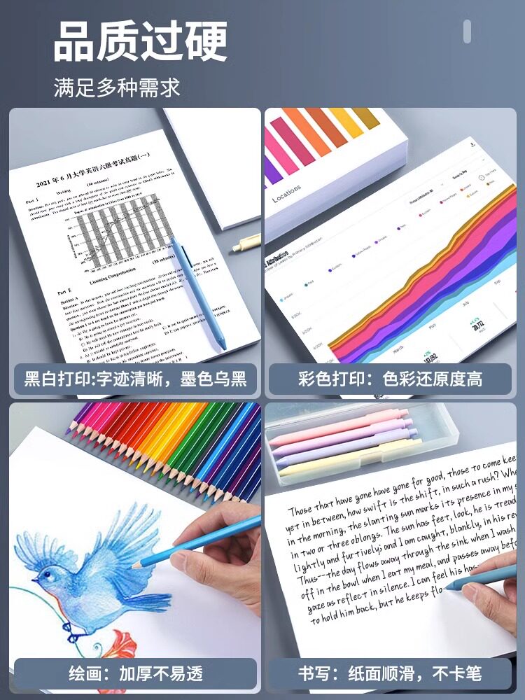 델리 A4 복사 용지 70G 인쇄 용지 저렴한 단일 팩 다기능 정보 초안 용지 학생 사용 A4 백서 초안 도화지 양면 사무실 무료 우송료 도화지 100 매 팩