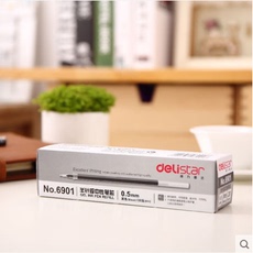 Для ядра 得力6901中性笔芯黑0.5碳素笔芯针管子弹头水笔芯蓝红色笔芯签字1.0粗黑色学生蓝替芯自动笔心笔蕊盒装