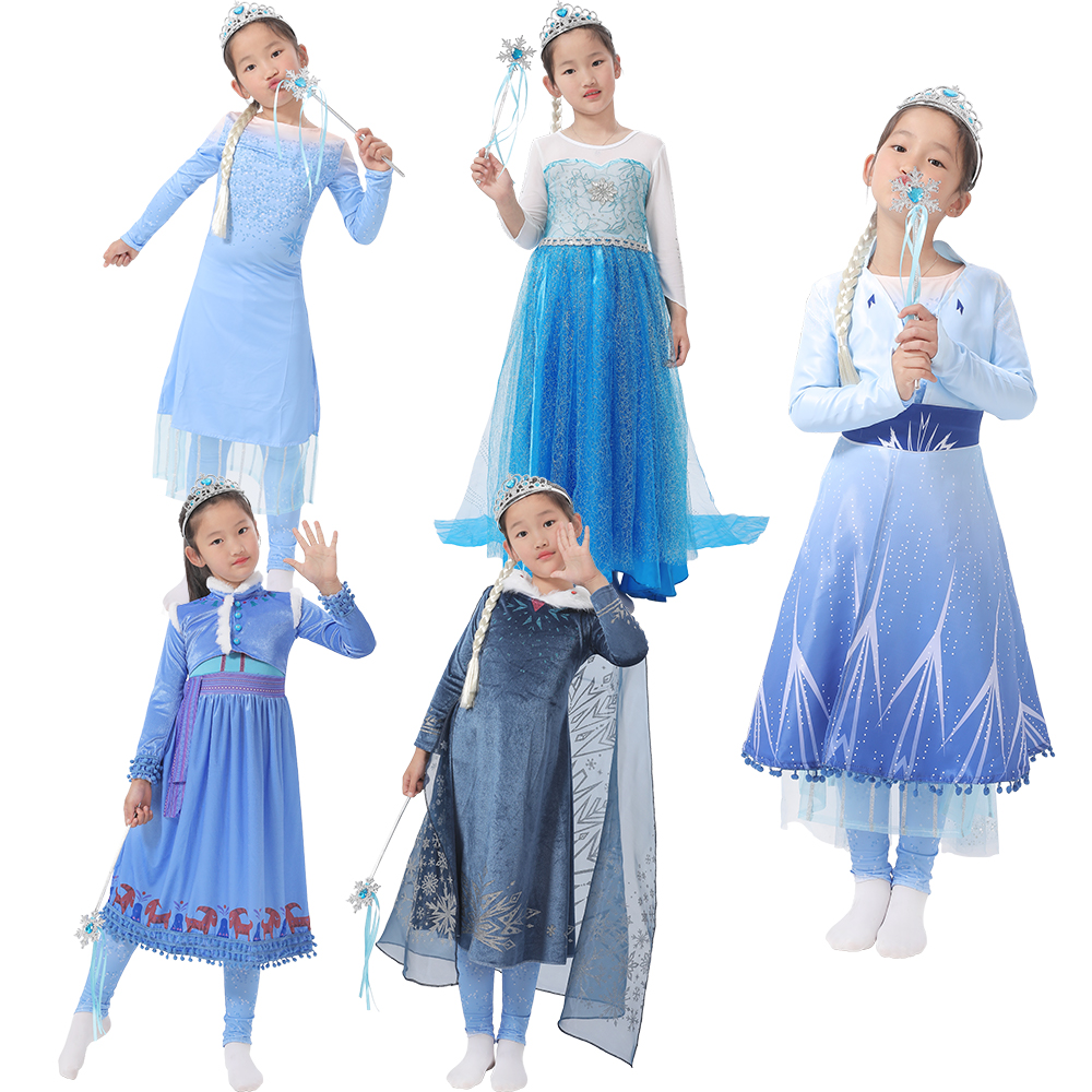 冰雪奇缘艾莎女王公主裙coplay艾莎礼服女孩安娜公主连衣裙
