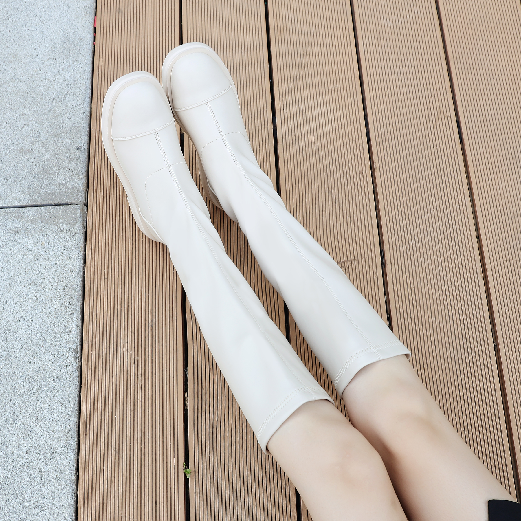 弹力高筒不过膝瘦瘦靴