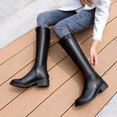 网红皮带扣骑士靴子女2025年秋季 新款 不过膝长筒靴高筒中靴马丁靴