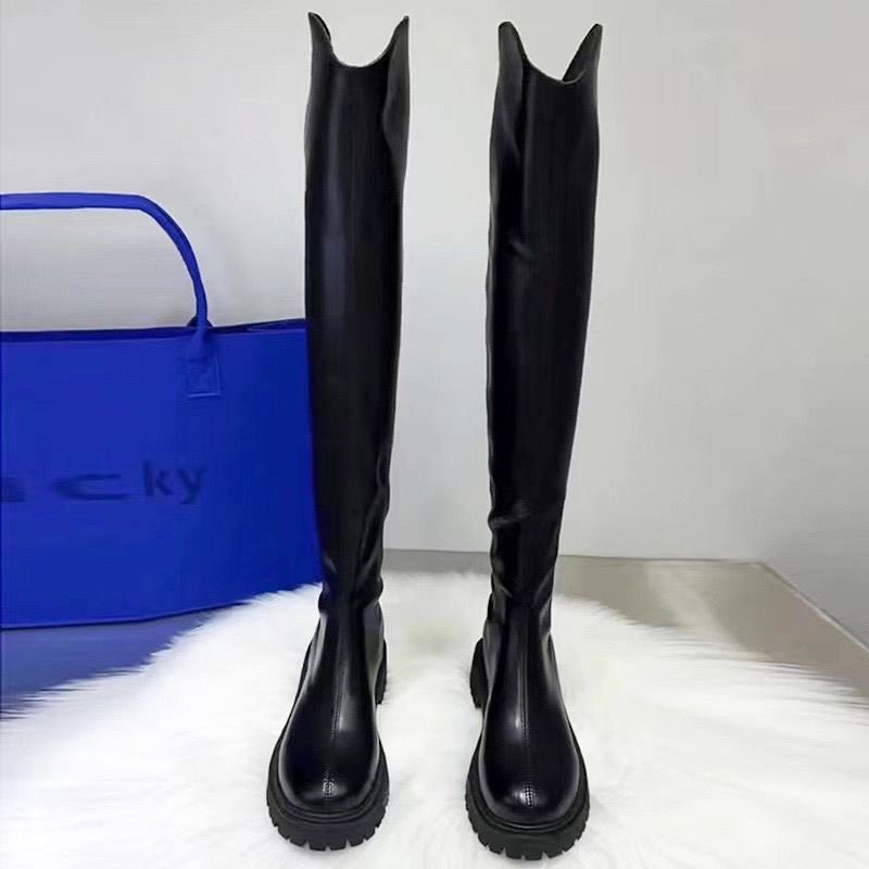 过膝长靴秋季新款显瘦长筒皮靴厚底平底骑士靴高筒马丁靴大码女靴,女鞋,骑士靴,淘宝优惠券,粉丝福利购,淘宝优惠卷