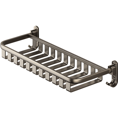 枪灰单层折叠免打孔浴巾架置物架