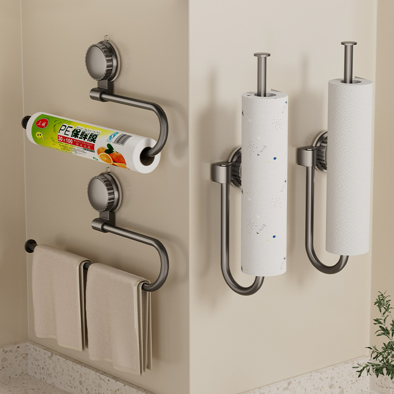 映生活厨房吸盘纸巾架保鲜膜架