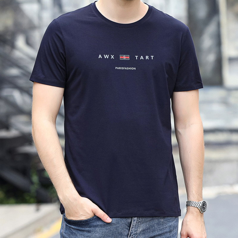 神州 骆驼短袖t恤男装圆领莫代尔休闲宽松冰丝运动半截袖大码汗衫