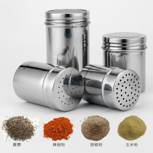 加厚304不锈钢烧烤调料罐粉筒撒粉器孜然胡椒粉烧烤工具香料粉瓶