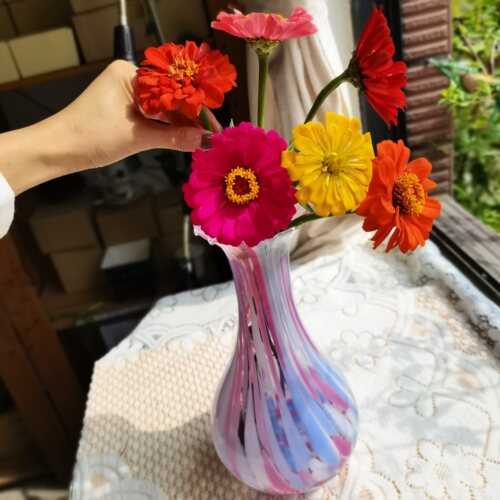 日本原装进口石塚硝子aderia津轻花色手工玻璃花瓶 现货