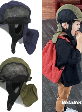 PA速干儿童防掉速干春夏鸭舌帽日系风护护脖子轻薄透气遮阳帽男女