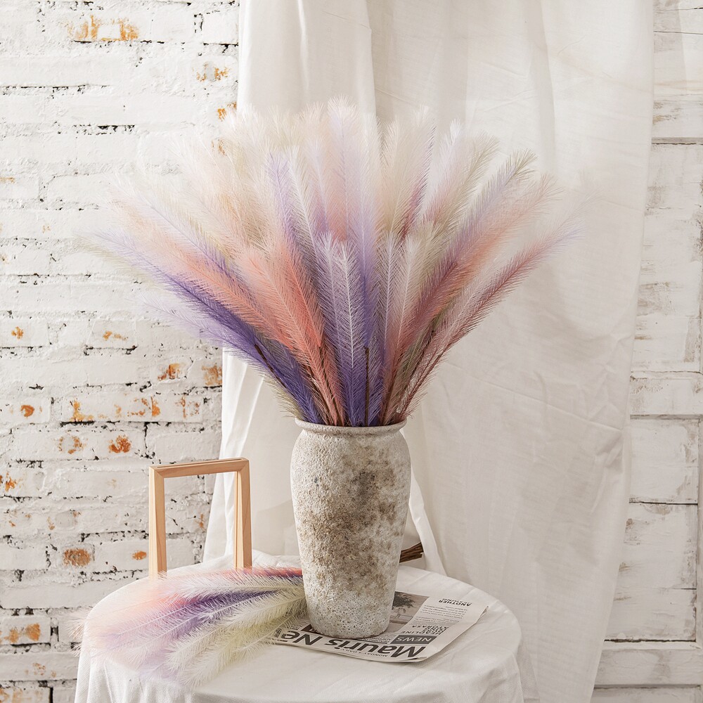 芦苇羽毛草仿真花束配草民宿布景假花绢花婚庆植物墙舞台装饰道具