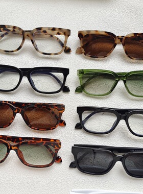 欧美辣妹圆脸超轻猫眼豹纹眼镜女